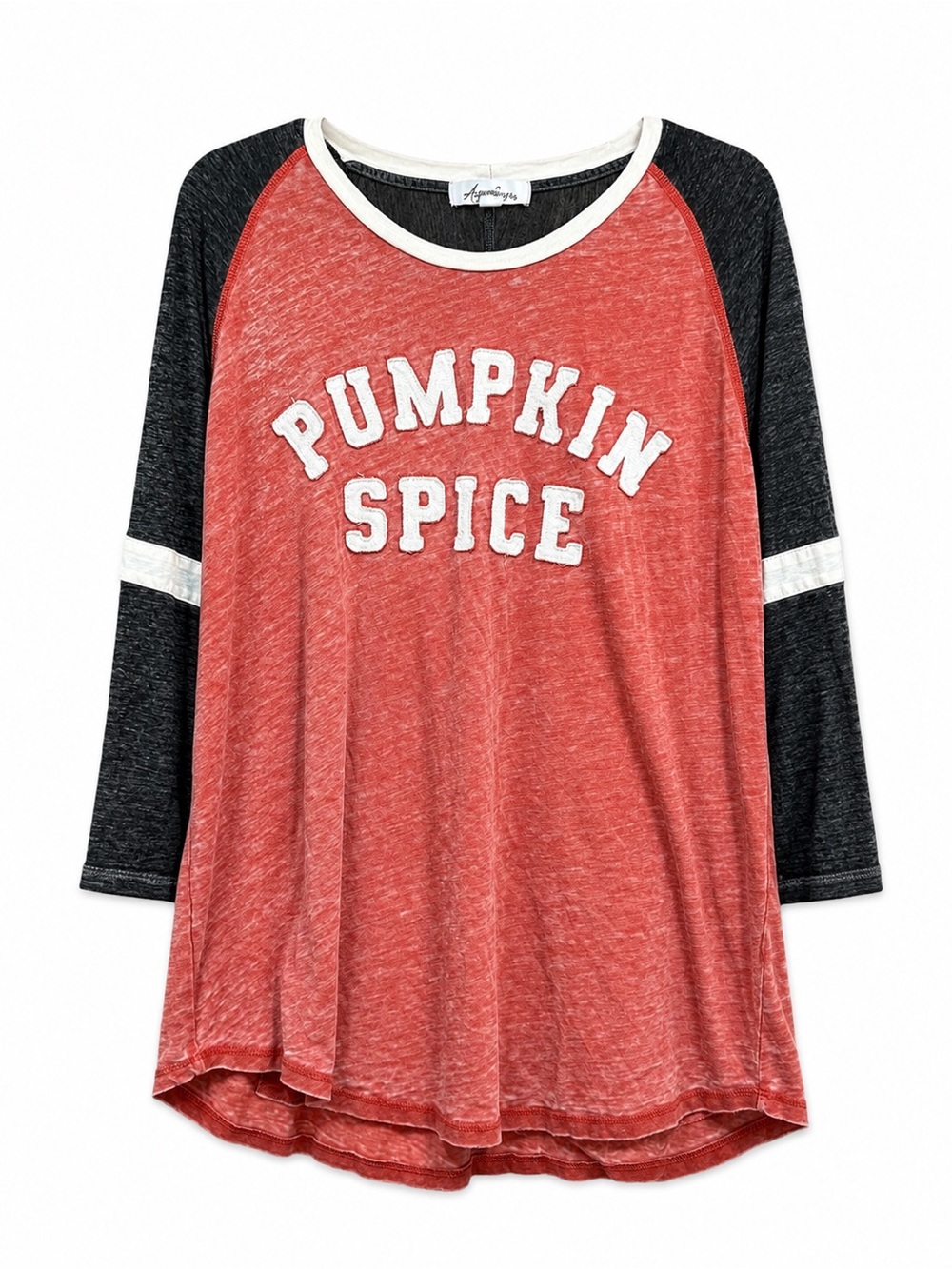 Anneliese Pumpkin Spice Graphic Baseball Tee | 3/4 Sleeve